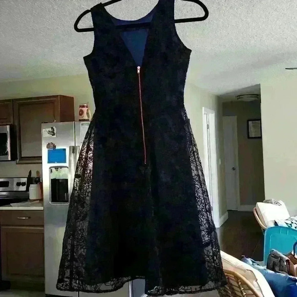 Black Lace Overlay Dress - Picture 3 of 8